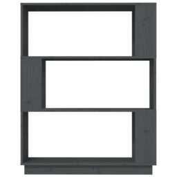 Berkfield Home Book Cabinet/Room Divider Grey 80x25x101 cm Solid Wood Pine - Size: 80 x 25 x 101 cm - thumbnail 5