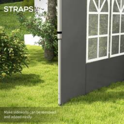 OUTSUNNY Gazebo Side Panels for 3x3(m) or 3x4m Pop Up Gazebo, Dark Grey - thumbnail 6