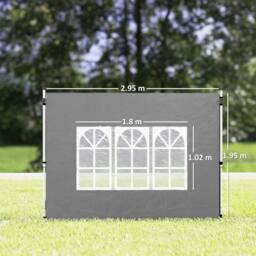 OUTSUNNY Gazebo Side Panels for 3x3(m) or 3x4m Pop Up Gazebo, Dark Grey - thumbnail 3