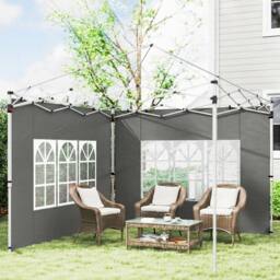 OUTSUNNY Gazebo Side Panels for 3x3(m) or 3x4m Pop Up Gazebo, Dark Grey - thumbnail 1