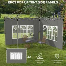 OUTSUNNY Gazebo Side Panels for 3x3(m) or 3x4m Pop Up Gazebo, Dark Grey - thumbnail 4