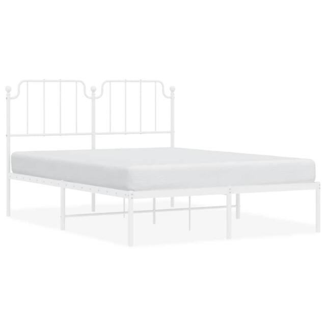 Berkfield Home Metal Bed Frame with Headboard White 135x190 cm Double - image 1