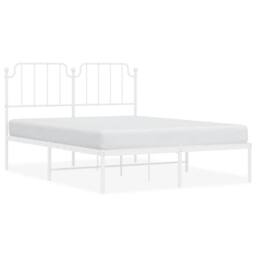 Berkfield Home Metal Bed Frame with Headboard White 135x190 cm Double - thumbnail 1