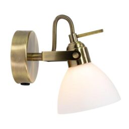 Happy Homewares Contemporary & Chic Wall Spot Light with Switch & Glass Shade in Metallic Gold - thumbnail 3