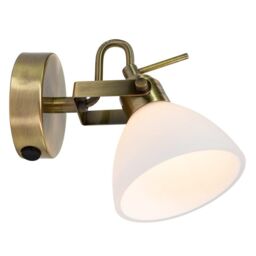Happy Homewares Contemporary & Chic Wall Spot Light with Switch & Glass Shade in Metallic Gold - thumbnail 5
