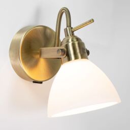 Happy Homewares Contemporary & Chic Wall Spot Light with Switch & Glass Shade in Metallic Gold - thumbnail 7