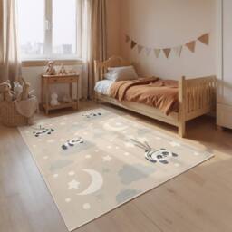 THE RUGS Adventures Kids Rug Dreamy Panda Beige Multicolour Kids Bedroom Rug - Size: 200 cm x 290 cm - thumbnail 3