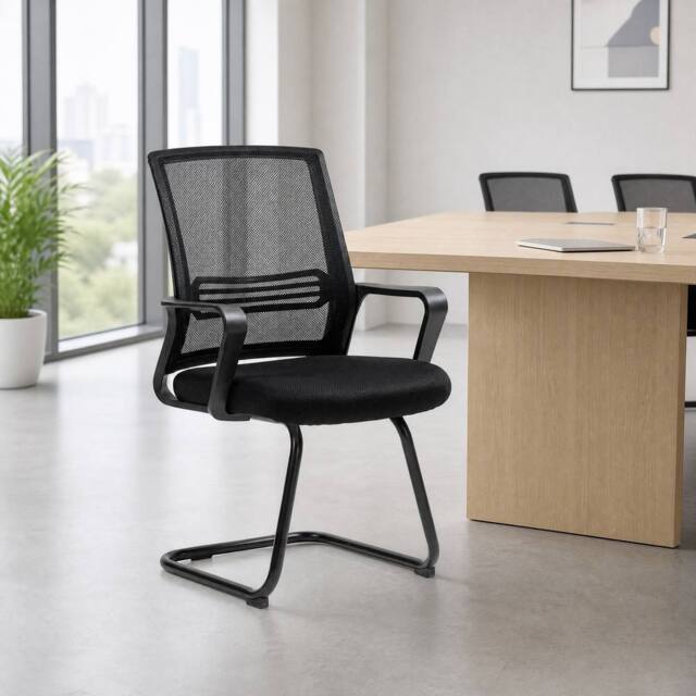STILVORA Ergonomic Meeting Chair with Sled Base in Black - image 1