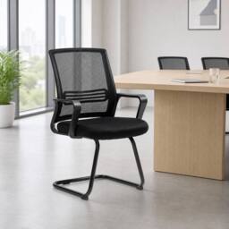 STILVORA Ergonomic Meeting Chair with Sled Base in Black