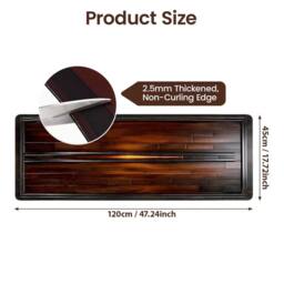 FLAVORA Wood Grain Non Slip Cushioned Floor Mat in Brown - Size: 100 cm diameter - thumbnail 2