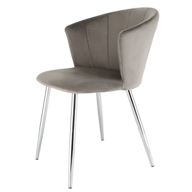 Genesis Ella Velvet Accent Chair Curved Back Upholstered Modern Chair in Silver - Size: 1 Seater - image 1