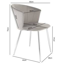 Genesis Ella Velvet Accent Chair Curved Back Upholstered Modern Chair in Silver - Size: 1 Seater - thumbnail 3