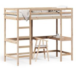 Berkfield Home Loft Bed without Mattress 90x190 cm Single Solid Wood Pine in Light Tan - thumbnail 2