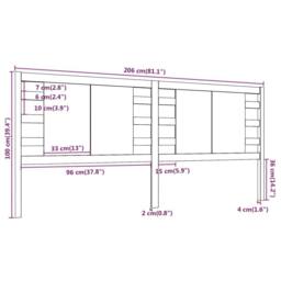 Berkfield Home Headboard Grey 206x4x100 cm Solid Wood Pine - Size: 206 x 4 x 100 cm - thumbnail 6