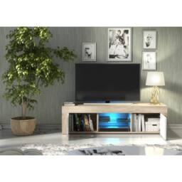 Mex Furniture LTD TV Unit Loom 130cm - Oak & White Gloss Doors & LED Lights - thumbnail 6