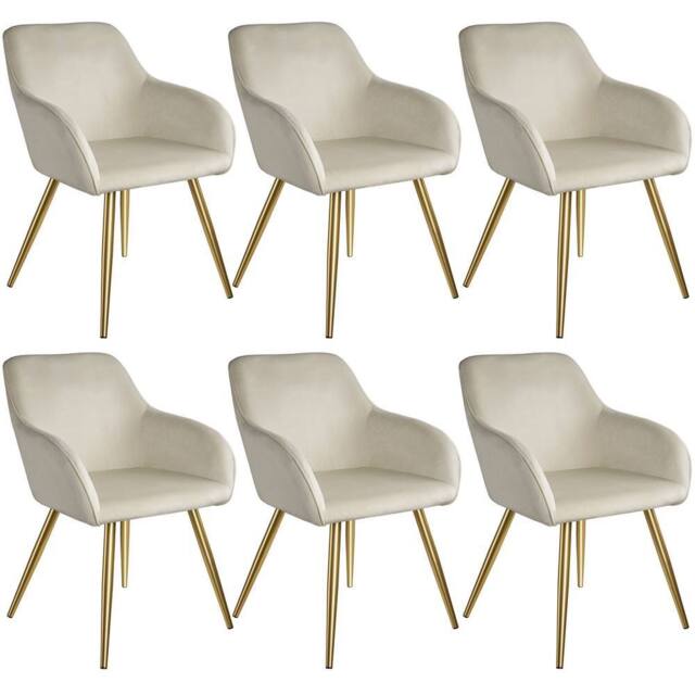 tectake Accent Chair Marilyn Set Of 6 - Cream/Gold in Cream - Size: 6 Pack - image 1