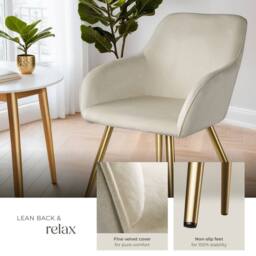 tectake Accent Chair Marilyn Set Of 6 - Cream/Gold in Cream - Size: 6 Pack - thumbnail 4