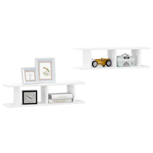 Berkfield Home Sturdy Wall Shelves 2 pcs White 75x18x20 cm Engineered Wood - Size: 75 x 18 x 20 cm - image 1
