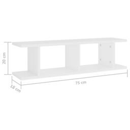 Berkfield Home Sturdy Wall Shelves 2 pcs White 75x18x20 cm Engineered Wood - Size: 75 x 18 x 20 cm - thumbnail 7