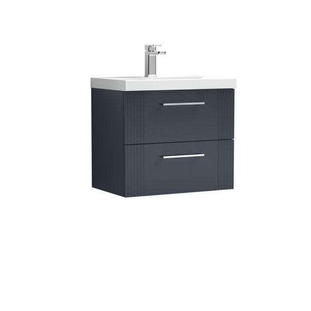 Balterley Wall Hung 2 Drawers Vanity Unit - Thin-Edge Basin 600mm, Satin Dark Grey - image 1