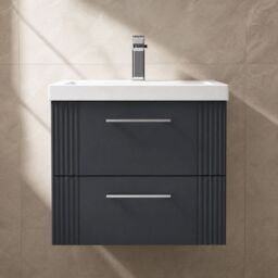Balterley Wall Hung 2 Drawers Vanity Unit - Thin-Edge Basin 600mm, Satin Dark Grey - thumbnail 8