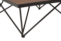 Orsina Square Coffee Table, Wood & Metal Coffee Table, Industrial Coffee Table, Modern Black Iron Coffee Table in Brown - thumbnail 4
