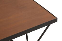 Orsina Square Coffee Table, Wood & Metal Coffee Table, Industrial Coffee Table, Modern Black Iron Coffee Table in Brown - thumbnail 3