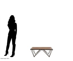 Orsina Square Coffee Table, Wood & Metal Coffee Table, Industrial Coffee Table, Modern Black Iron Coffee Table in Brown - thumbnail 6