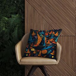 Warren Reed - Designer Imaginative Abstract Witches Hats Outdoor Cushion in Orange - Size: 60 cm x 60 cm - thumbnail 2