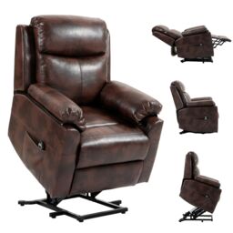 HOMCOM Power Lift Chair Electric Riser Recliner with Remote Control in Dark Brown - thumbnail 2
