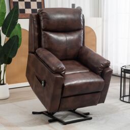 HOMCOM Power Lift Chair Electric Riser Recliner with Remote Control in Dark Brown - thumbnail 1