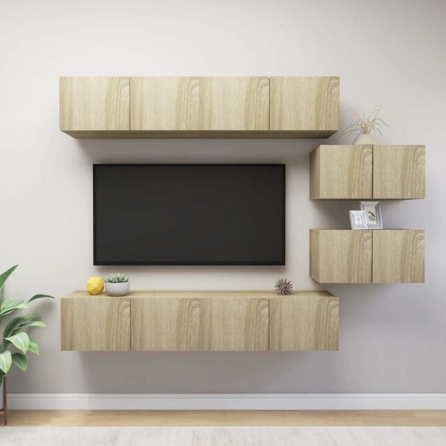 Berkfield Home 6 Piece TV Cabinet Set Sonoma Oak Engineered Wood in Brown - image 1
