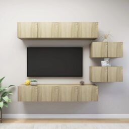 Berkfield Home 6 Piece TV Cabinet Set Sonoma Oak Engineered Wood in Brown - thumbnail 1