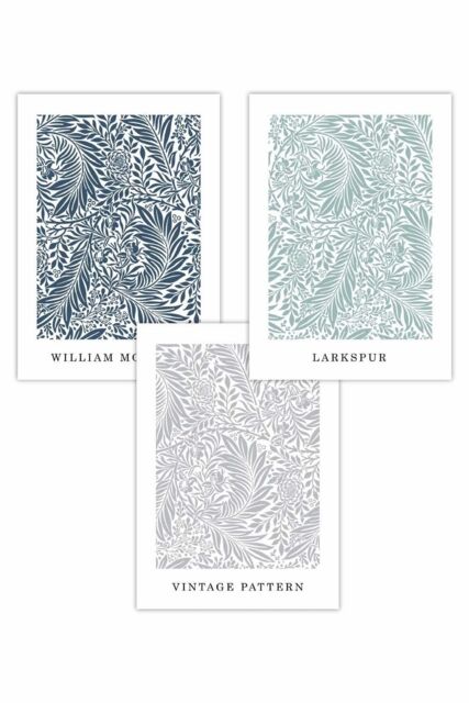 ARTZE Set of 3 William Morris Vintage Larkspur Spring Colours Art Posters - Size: W59 cm x H84 cm - image 1