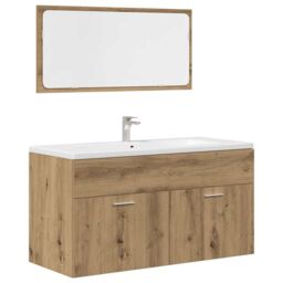 Berkfield Home 4 Piece Bathroom Furniture Set Artisan Oak Engineered Wood in Brown - thumbnail 6