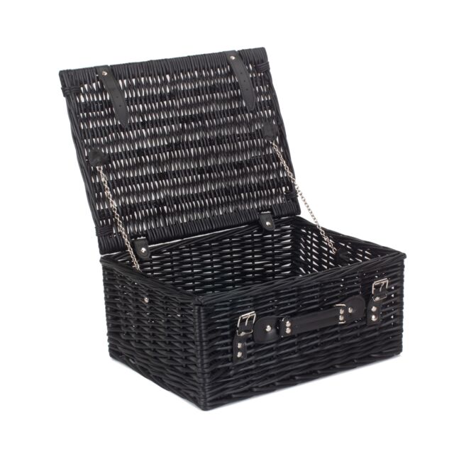 Red Hamper Wicker 40cm Empty Black Willow Picnic Basket - image 1