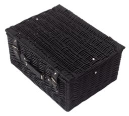 Red Hamper Wicker 40cm Empty Black Willow Picnic Basket - thumbnail 4