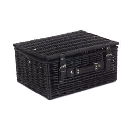 Red Hamper Wicker 40cm Empty Black Willow Picnic Basket - thumbnail 2