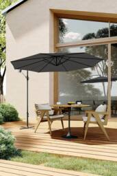 Living and Home 3M Large Banana Cantilever Patio Parasol for Outdoor Sunshade and Rain with Cross Base in Black - thumbnail 2