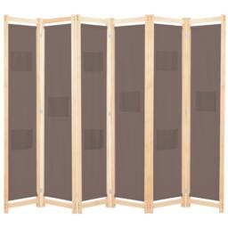Berkfield Home Stylish 6-Panel Room Divider Brown 240x170x4 cm Fabric - Size: 240 x 170 x 4 cm - thumbnail 2