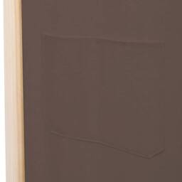 Berkfield Home Stylish 6-Panel Room Divider Brown 240x170x4 cm Fabric - Size: 240 x 170 x 4 cm - thumbnail 7