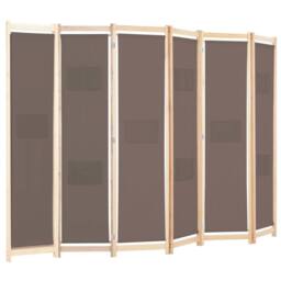 Berkfield Home Stylish 6-Panel Room Divider Brown 240x170x4 cm Fabric - Size: 240 x 170 x 4 cm