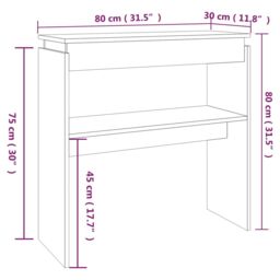 Berkfield Home Console Table Smoked Oak 80x30x80 cm Engineered Wood in Brown - Size: 80 x 30 x 80 cm - thumbnail 6