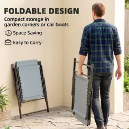 OUTSUNNY Folding Garden Chairs, Outdoor Chairs Set in Light Grey - thumbnail 4