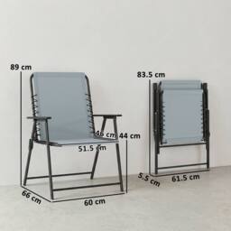 OUTSUNNY Folding Garden Chairs, Outdoor Chairs Set in Light Grey - thumbnail 3