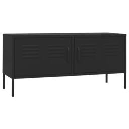 Berkfield Home TV Cabinet Black 105x35x50 cm Steel - Size: 105 x 35 x 50 cm - thumbnail 1