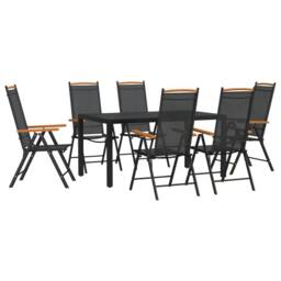 Berkfield Home 7 Piece Garden Dining Set Black Aluminium - thumbnail 2