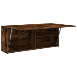 Berkfield Home Bathroom Wall Cabinet Smoked Oak 100x25x40 cm Engineered Wood in Brown - Size: 100 x 25 x 40 cm - thumbnail 4