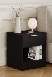 Home Discount Vida Designs Trega 1 Drawer Bedside Table Chest Space Saving Storage in Black - thumbnail 1