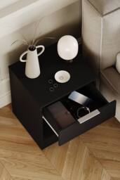Home Discount Vida Designs Trega 1 Drawer Bedside Table Chest Space Saving Storage in Black - thumbnail 7